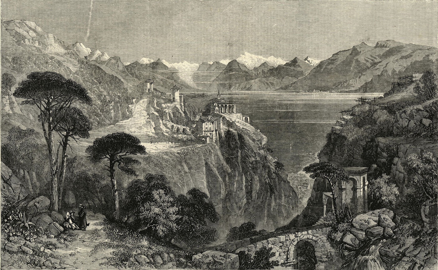 La Madonna del Sasso convent, above Locarno, on Lake Maggiore. Switzerland 1857